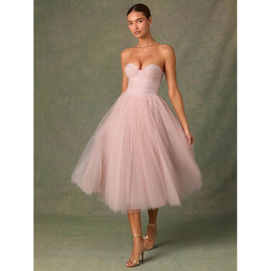 Nuovo Abito Elegante Senza Spalline <span class=keywords><strong>in</strong></span> <span class=keywords><strong>Tulle</strong></span> <span class=keywords><strong>Trasparente</strong></span> Tinta Unita - Product Image 6