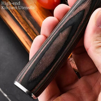Ensemble de couteaux à steak en acier inoxydable de style japonais fait à la main, 6 pièces, poignées en bois ambidextres, bord dentelé, lames damas de 4,5 pouces