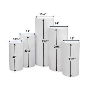 Peças de cilindro redondo branco de metal para eventos de casamento, varejo com decorações de casamento, tela floral plinth, para eventos de casamento *