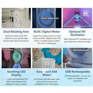 Ventilador Humidificador Portátil de Doble Función, Funciona con Baterí<span class=keywords><strong>a</strong></span>, para Uso en Exteriores, Enfriador de Aire Pequeño para el Hogar - Product Image 5