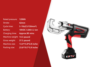<span class=keywords><strong>Pince</strong></span> à <span class=keywords><strong>sertir</strong></span> hydraulique sans fil <span class=keywords><strong>pour</strong></span> câbles de 16 à 400 mm, <span class=keywords><strong>pour</strong></span> fils de <span class=keywords><strong>cuivre</strong></span> et d'aluminium, entrepôt américain - Product Image 2