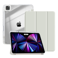 Étui pour iPad 2025 avec support pour stylet, coque rigide en acrylique transparent, bords translucides souples, pour 4e/3e/2e génération, en PU