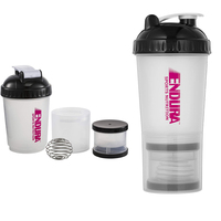 Gobelet shaker en plastique PP de 600 ml (20 oz) sans BPA, bouteille de mélange pour la salle de sport et les sports, avec compartiment pour poudre et pilules