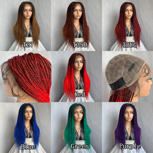 Peluca de Cabello Sintético Trenzado de 22 Pulgadas, sin Pegamento, con Encaje Completo, Estilo Crochet, Tejida a Mano, para Mujeres Negras <span class=keywords><strong>Africanas</strong></span>, con <span class=keywords><strong>Trenzas</strong></span> Retorcidas - Product Image 2