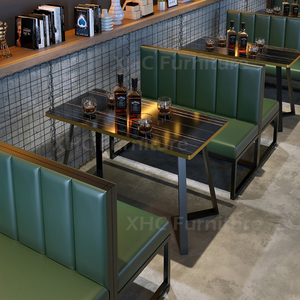 Juego de Mesa y Sofá para Restaurante, Precio de Fábrica, en Oferta, Cuero PU Resistente al Desgaste, Negro y Dorado, para Restaurante Occidental, Salón, Pub - Product Image 3