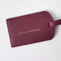 Etiquette de bagage suspendue en cuir véritable Saffiano pour avion de voyage pour cadeau d'hôtel