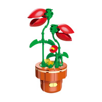 Drill Horse Building Blocks Flower, Série de 40 fleurs en pot, Plantes succulentes, Fleurs artificielles éternelles en plastique ABS