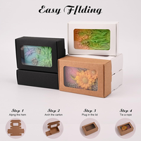 Boîtes à savon pour savon fait maison 3,78 x 2,76 x 1,25 pouces avec fenêtre, 3 couleurs, boîtes d'emballage en kraft pour savons, fournitures pour savons de mariage