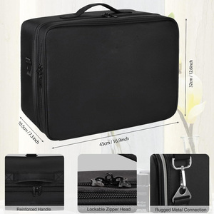 For Professional <b>Makeup</b> Artist PVC Zipper Cosmetic Bags & <b>Cases</b> Organizer Travel <b>Case</b> with Adjustable Dividers - Product Image 2