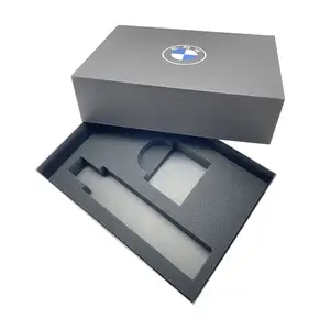 Luxury Black Rigid Cardboard Paper Lift Off Lid Gift Box Paper Gift Box with EVA Foam for Cosmetics Jewelry & Gifts Packaging