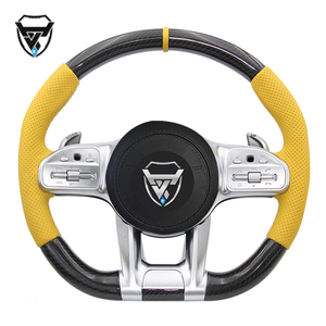 Volant modifié en fibre de carbone en cuir jaune personnalisé pour Mercedes Benz C GLC E S CLS <span class=keywords><strong>AMG</strong></span> zc-809-t28-y - Product Image 1