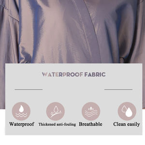 ชุดคลุมกันน้ำสำหรับร้านเสริมสวย ผ้าโพลีเอสเตอร์สีน้ำเงิน พิมพ์โลโก้ตามสั่ง สำหรับลูกค้าร้านเสริมสวย ช่างทำผม ช่างตัดผม ช่างสปา - Product Image 2