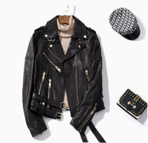 カスタムハイストリート女性用シープスキンバイカージャケットOEMジッパー開閉式本革バイクジャケット（レディース） - Product Image 6