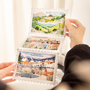 24 feuilles par paquet Série Collection Quatre Saisons Quatre Saisons Voyage : Paysages Frais et Naturels <span class=keywords><strong>Livre</strong></span> d'autocollants DIY - Product Image 4