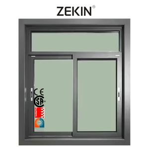 Marco de aluminio de ventana de residencia de lujo moderno ZEKIN con protección UV de apertura horizontal de vidrio templado Low-E OEM - Product Image 4