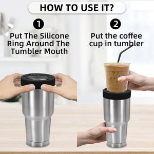 Manchon réutilisable en silicone pour café glacé avec anneau en silicone, compatible avec les gobelets <span class=keywords><strong>YETI</strong></span>/RTIC/BJPKPK de 30 oz – Vente en gros directe usine - Product Image 3