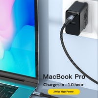Câble de données tressé PD Type-C vers Type-C 240W 5A à charge ultra-rapide pour téléphones mobiles et tablettes