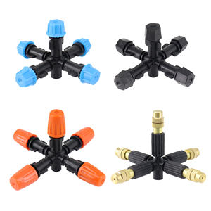 Cinq buses d'atomisation en plastique et cuivre pour micro-pulvérisation, refroidissement, irrigation et humidification de serres - Product Image 1