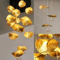 Lustre moderne de luxe en cristal et cuivre doré à LED pour plafonds hauts, escaliers en colimaçon, halls d'entrée et halls d'hôtel