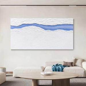 Grande toile d'art murale, décoration intérieure, peinture minimaliste blanche de luxe, peinture artisanale, décoration murale pour la maison - Product Image 3