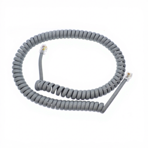 Câble téléphonique spiralé plat OEM Cat3 <span class=keywords><strong>ADSL</strong></span> RJ9 4P4C RJ11 noir et blanc, 1m, 2m, 3m - Product Image 1