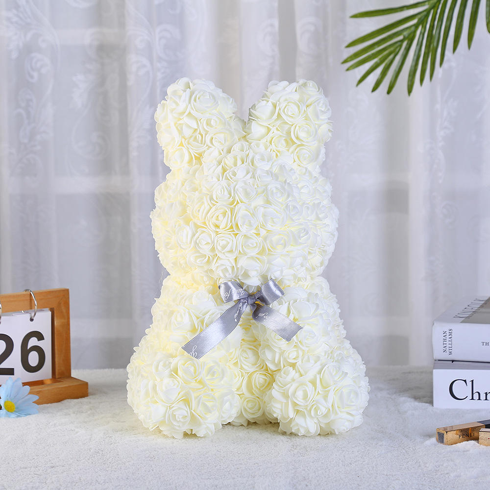 Beige 28m Flor de conejo con caja de regalo