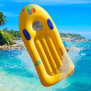 Flotador inflable de PVC amarillo para niños con diseño ABC y asas azules - Product Image 3