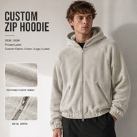Sweat à capuche zippé en molleton pour homme, marque privée, manches raglan, poches angulaires, ourlet élastique, style streetwear décontracté, manches longues