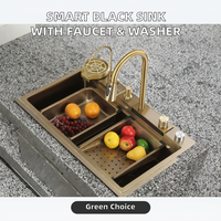 Robinet de cuisine intelligent TELISIYA moderne en acier inoxydable noir avec cascade, écologique, avec lave-tasses, installation personnalisée, garantie 2 ans