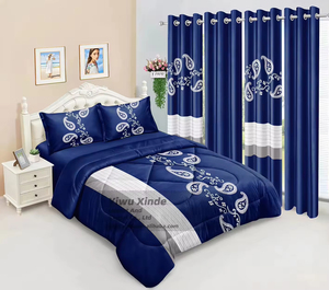 3 Pcs Floral Printed Comforter and Curtain Set for <b>King</b> <b>Size</b> Bed Bedding Set 8 Pcs Duvet Set with Fitted <b>Sheet</b> for Home - Product Image 3