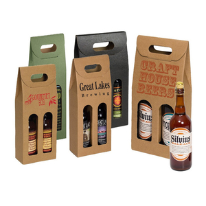 Lot de six transporteurs en <span class=keywords><strong>carton</strong></span> imprimé personnalisé recyclé <span class=keywords><strong>verre</strong></span> à vin emballage plateau en papier ondulé avec poignée portable - Product Image 3