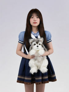 DUPAN Schnauzer Kawaii צעיף ורוד סימולציה באיכות גבוהה רך ממולא בפלאש בובת תרמיל מתנה ללוויה - Product Image 4