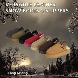 Bottes de neige en cuir semi-drag de haute qualité, nouvelle collection, style mode, pantoufles épaisses, double usage, semelle épaisse, hiver, automne, été - Product Image 2