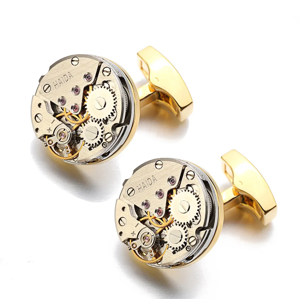 High Quality Mens Round Metal Cufflinks French Business Suit Mens Metal Gear Cufflinks Movement Cufflinks Clothing Accessories