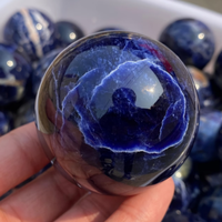 Boule de Sodalite Naturelle de Haute Qualité, Pierre Précieuse pour le Chakra de la Gorge, Sphère de Cristal de Guérison, Cadeau de Méditation
