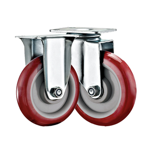 Plaque supérieure de 3 4 5 pouces Roulette à usage moyen Roue rouge en PU/polyuréthane Roues pivotantes pour chariot à main industriel avec roulettes de frein - Product Image 5