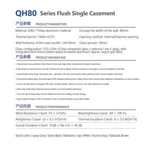 Ventana Abatible de Aluminio con Rotura de Puente Térmico Serie 80, Apertura Interior Simple, Doble Vidrio Aislante, Reducción de Ruido, Resistente al Viento, Aislamiento Térmico 1.8 - Product Image 6