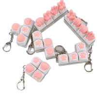 Porte-clés anti-stress en silicone, testeur de commutateur de clavier en acrylique en forme de patte de chat, jouet sensoriel souple en plastique (Pierre-Papier-Ciseaux)