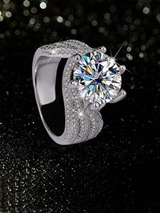 5 Carat Moissanite <strong>Eternity</strong> <strong>Ring</strong> 925 Sterling <strong>Silver</strong> Fashion Trendy Light Luxury Design for Senior Ladies - Product Image 6