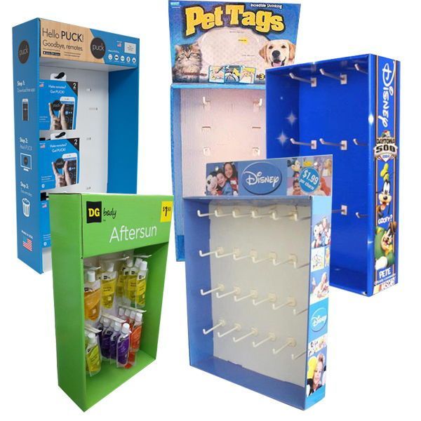 Recyclable Corrugated Paper Sidekick Rack for Wall-Mounted Self-Adhesive Floor Display Stand Hooks Hanging