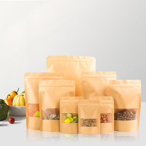 US Warehouse Wholesale Yellow Black White Stand up <strong>Pouches</strong> Recycled Biodegradable Kraft Paper Food Bags with Windows - Product Image 5