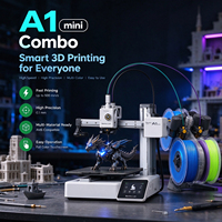 Imprimante 3D A1 Mini Combo tout-en-un avec alimentation multi-filaments AMS Lite intégrée, nivellement automatique, surveillance à distance sans fil