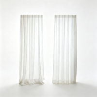 Tissu de rideau en voile transparent à rayures verticales en gros, 100 % polyester, blanc, filtrant la lumière, pour fenêtres, sur mesure, OEM
