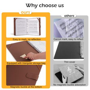 דלוקס עור שחור ידית קלסר כוראלי תיקיית גיליון קובץ מוסיקה פסנתר עם מחרוזת אלסטית מתכווננת רצועה מתכווננת - Product Image 5