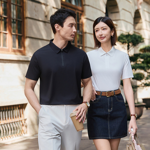 เสื้อโปโลกอล์ฟผู้ชายแบบสปอร์ต คอซิป 1/4  ผ้าโพลีเอสเตอร์ 100% ซับเหงื่อ นุ่มสบาย ปักลายอย่างดี ขายส่งตามสั่ง ขายดี - Product Image 5