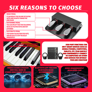 Clavier de piano numérique droit KERID, clavier de piano professionnel 88 touches lestées, piano numérique - Product Image 6