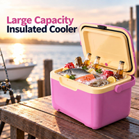 Glacière rigide en PP à double compartiment 16QT, portable, isotherme, étanche, avec poignée, pour camping, pêche, pique-nique
