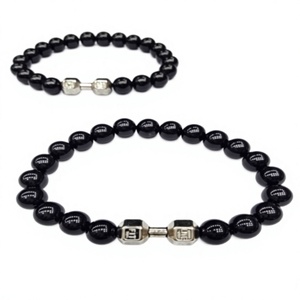 Nouveau Bracelet Perles Haltères Géométriques Sculptées et Gravées à la Main en Agate Écologique, Vente Chaude Transfrontalière, Anniversaire - Product Image 1