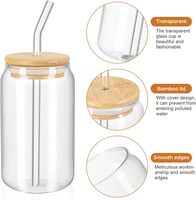 Verre à bière en forme de canette transparente de 16oz 18oz avec logo personnalisé, couvercle en bambou et paille en verre – Offre spéciale