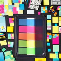 Blocs-notes autocollants personnalisés OEM en PET transparent coloré, index adhésifs, notes autocollantes, modèle BLT--1024